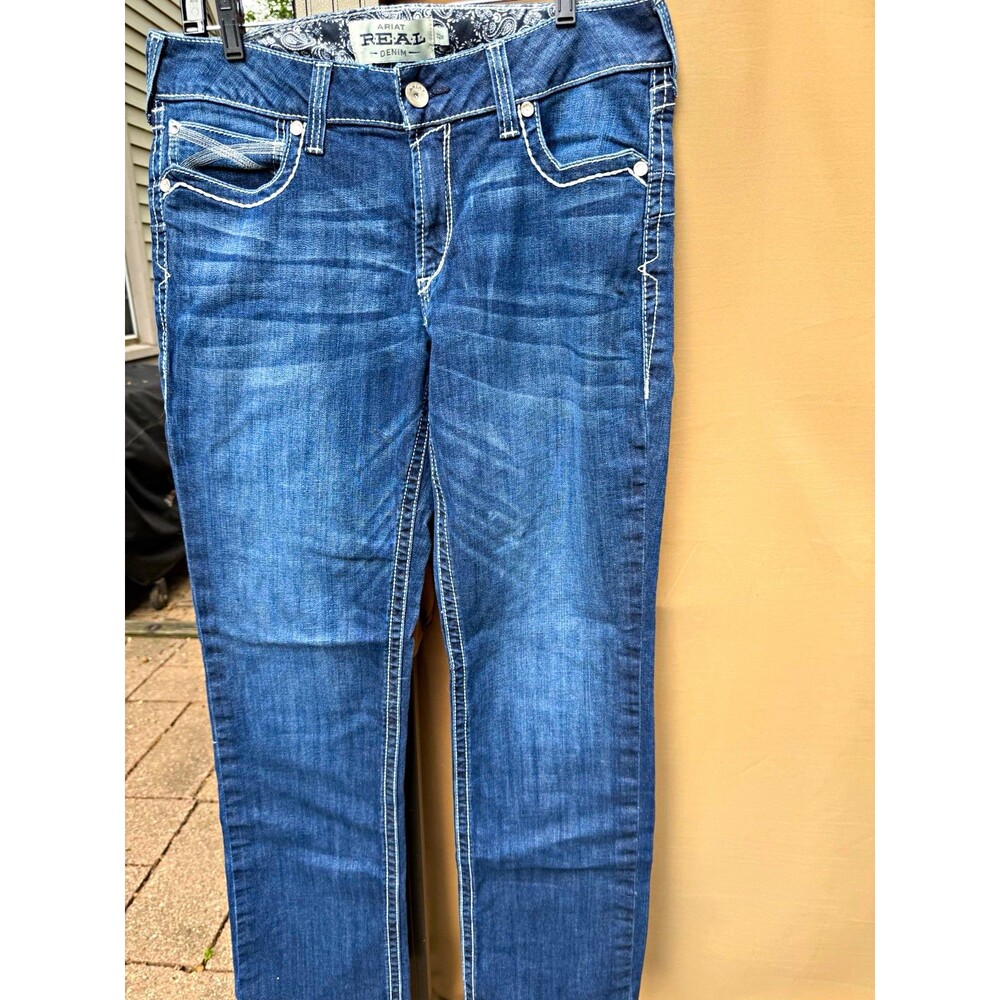 Ariat REAL Denim Womens Jeans 32R Bootcut Whipstitch Western Riding Stretch 34”